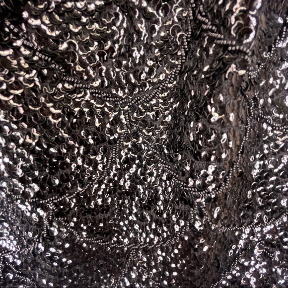 VINTAGE Sequined Black Beaded Evening Sleeveless Top - Picture 4 of 6